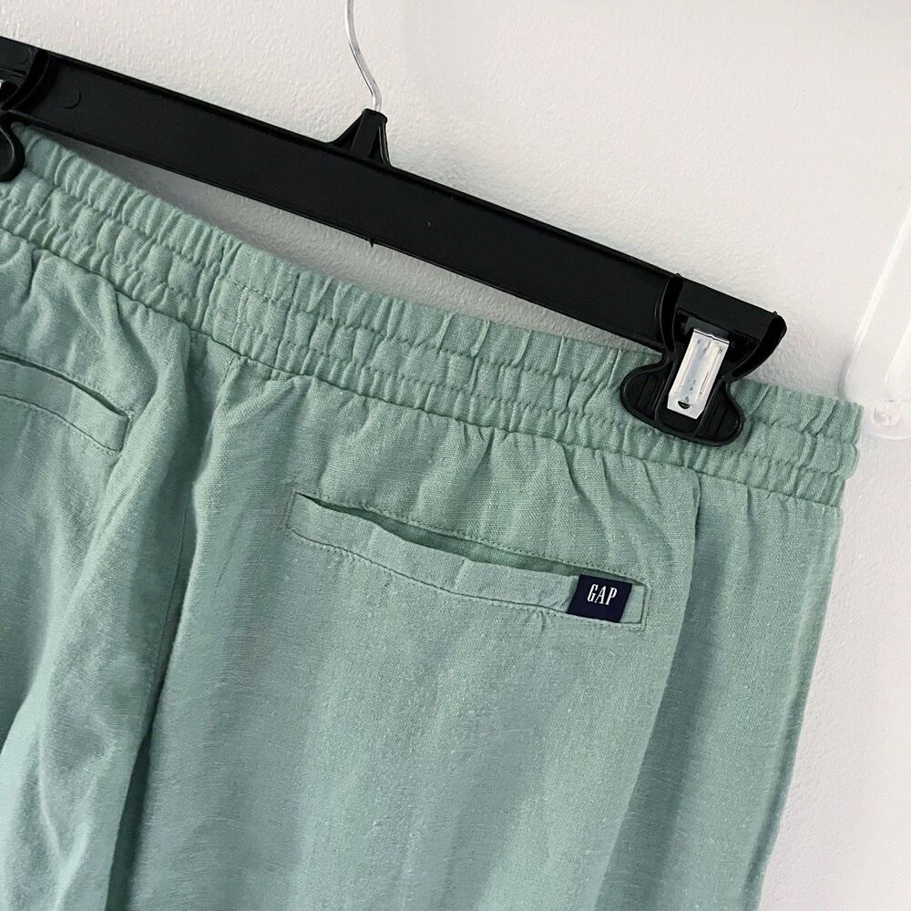 Women's Gap Linen Rayon Wide Leg Green Pants Elastic Waist Drawstring M Medium - Picture 12 of 16